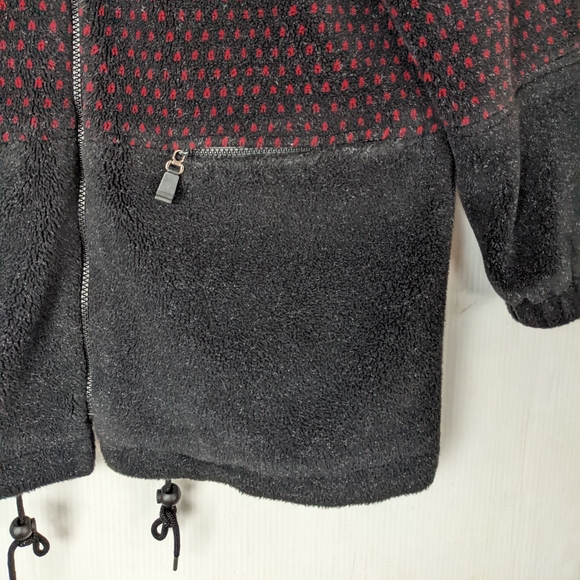 VINTAGE Forecaster Sport black red diamond fair isle cozy fleece teddy jacket - Picture 8 of 12